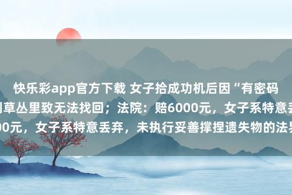 快乐彩app官方下载 女子拾成功机后因“有密码解不开”，顺手将其丢到草丛里致无法找回；法院：赔6000元，女子系特意丢弃，未执行妥善撑捏遗失物的法界说务
