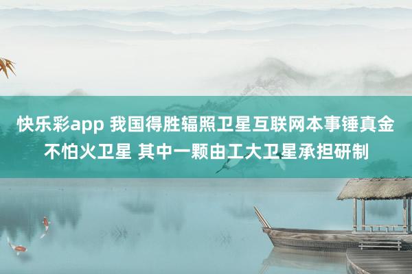 快乐彩app 我国得胜辐照卫星互联网本事锤真金不怕火卫星 其中一颗由工大卫星承担研制
