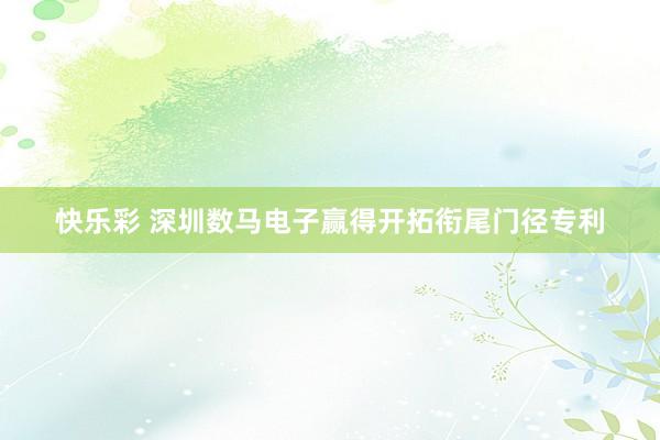 快乐彩 深圳数马电子赢得开拓衔尾门径专利